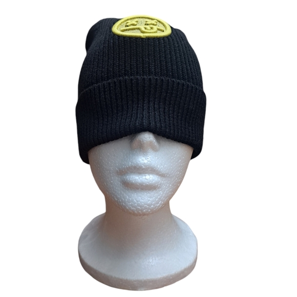 NWT Unisex Beanie Black/Gold One Size Poly Blend Soft Warm Stocking Stuffer - Picture 2 of 10